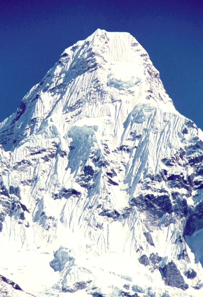 Ama Dablam rising above the Khumbu landscape in Nepal