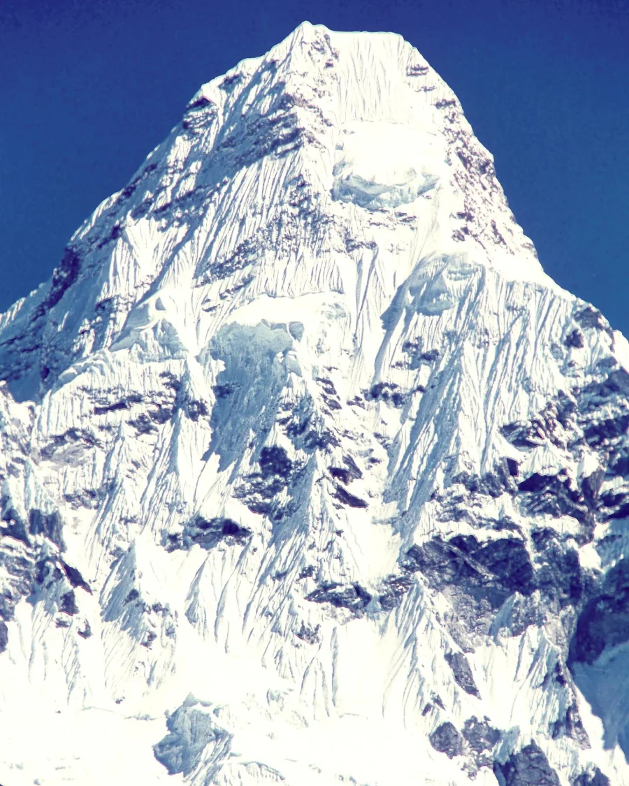 Ama Dablam rising above the Khumbu landscape in Nepal