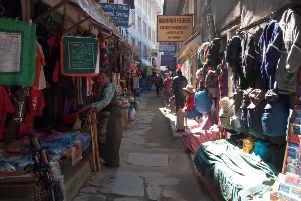 A shopping street in Namche Bazaar, Nepal
