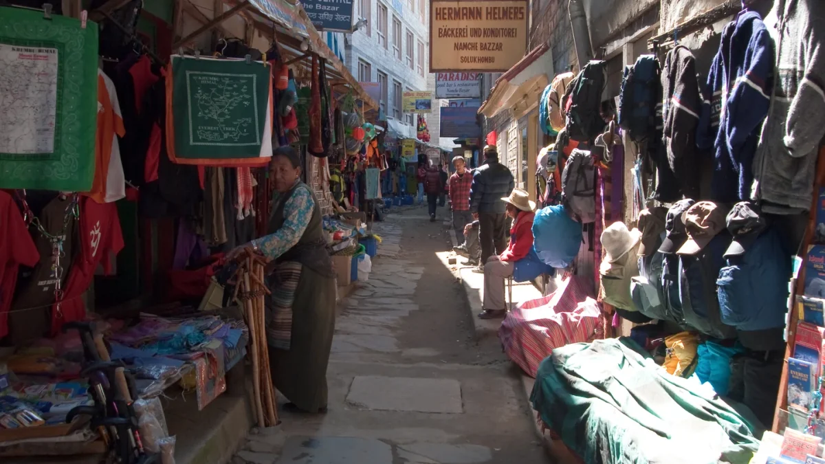 A shopping street in Namche Bazaar, Nepal