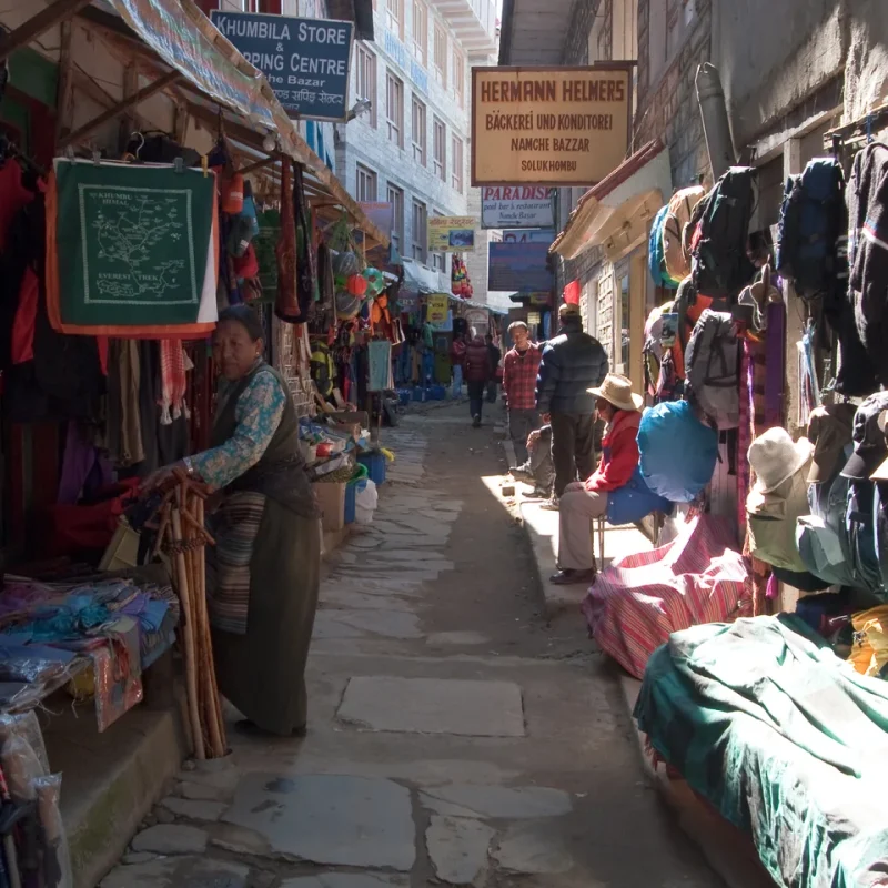 A shopping street in Namche Bazaar, Nepal